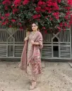 Stylish Dusty Rose Colour Muslin Printed Suit
